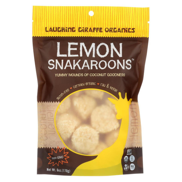 Laughing Giraffe Organics Coconut Snacks - Snakaroons - Organic - Lemon - 6 oz - case of 8
