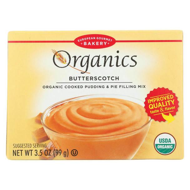 European Gourmet Bakery Organic Butterscotch Pudding Mix - Butterscotch - Case of 12 - 3.5 oz.