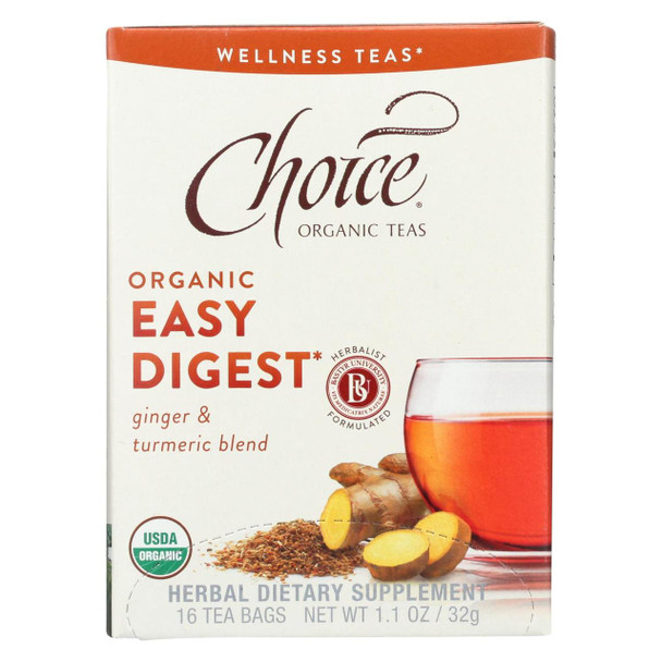 Choice Organic Teas - Organic Easy Digest Tea - 16 Bags - Case of 6