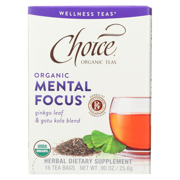 Choice Organic Teas - Organic Mental Focus Tea - 16 Bags - Case of 6