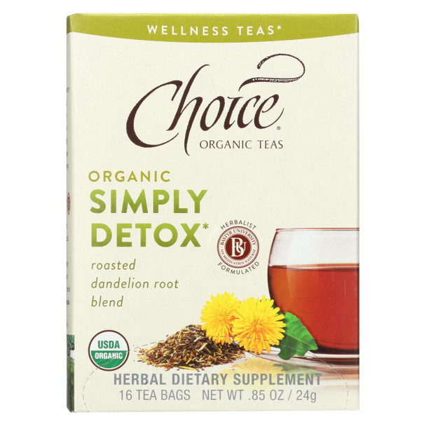 Choice Organic Teas - Organic Simply Detox Tea - 16 Bags - Case of 6