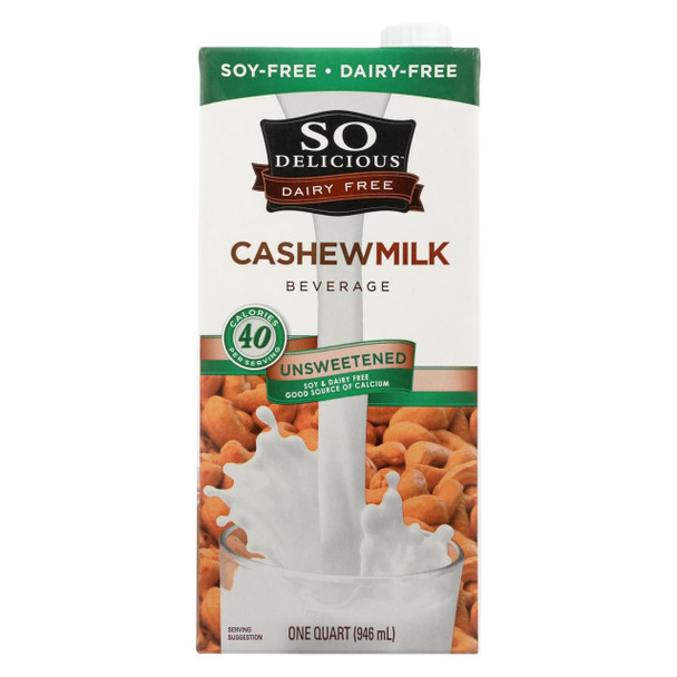 So Delicious Cashew Milk Beverage - Unsweetened - Case of 6 - 32 Fl oz.