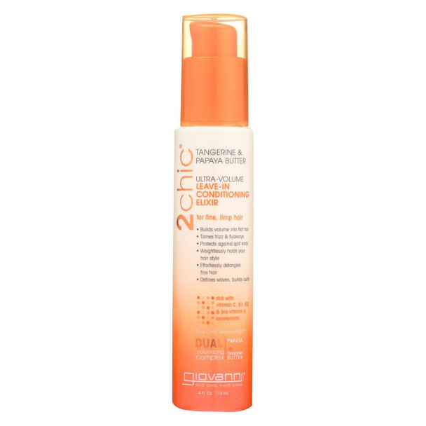 Giovanni Hair Care Products 2chic Conditioning Elixir - Ultra-Volume Tangerine and Papaya Butter - 4 fl oz