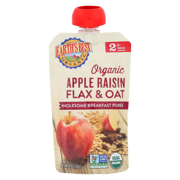 Earth's Best Organic Wholesome Breakfast Apple Raisin Pouch - Case of 12 - 4 oz.