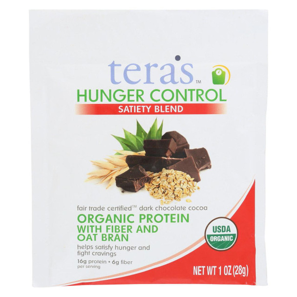 Tera's Whey Hunger Control - Satiety Blend - Fair Trade Certified Dark Chocolate - 12 oz