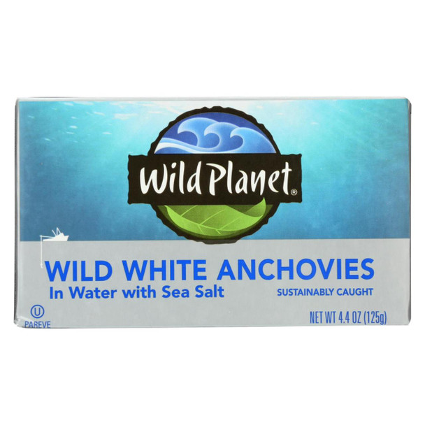 Wild Planet White Anchovies - in Water - Case of 12 - 4.4 oz
