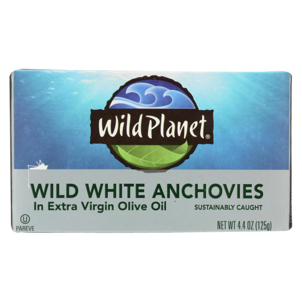 Wild Planet White Anchovies in Extra Virgin Olive Oil - Case of 12 - 4.4 oz