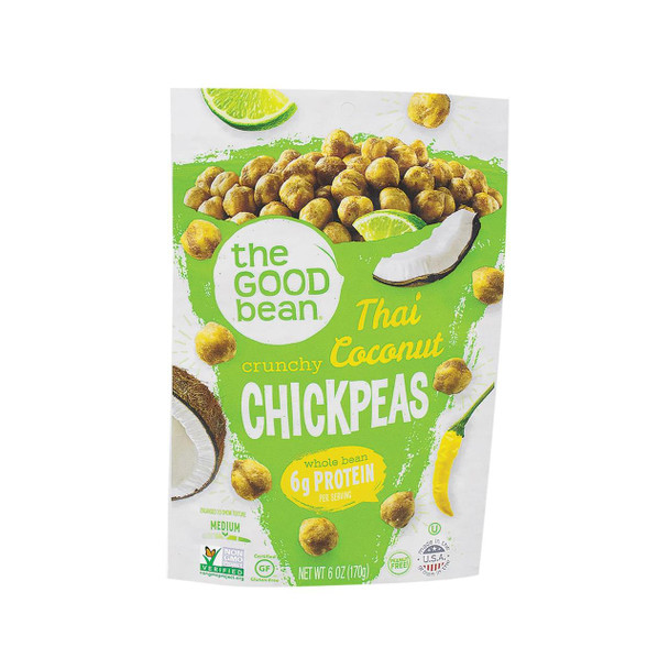 The Good Bean Crispy Crunchy Chickpea Snacks - Thai Coconut Lemongrass - Case of 6 - 6 oz.