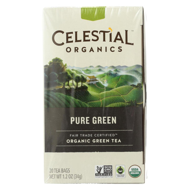 Celestial Seasonings Green Tea - Organic - Pure - Case of 6 - 20 BAG