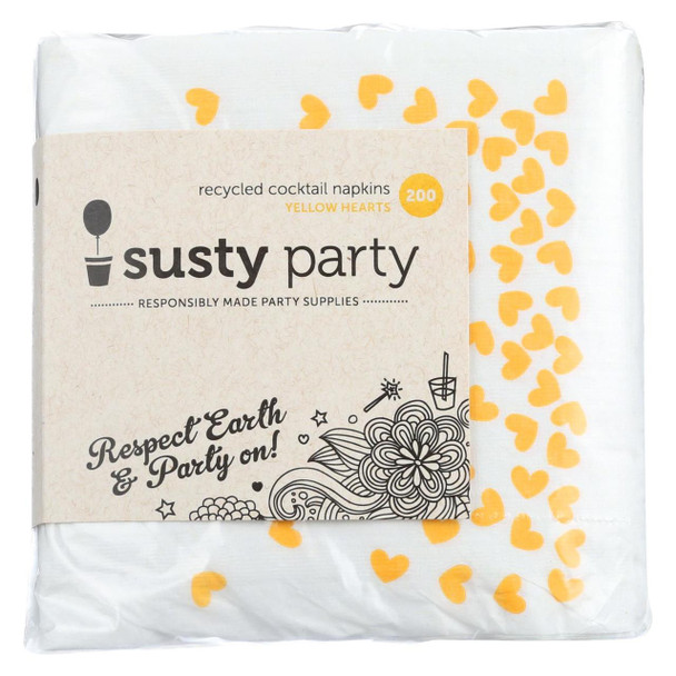 Susty Party Napkins - Compostable - Cocktail - Yellow - 200 Count - Case of 4