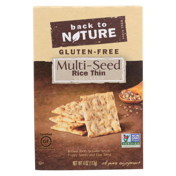 Back To Nature Multi Seed Rice Thin Crackers - Brown Rice Sesame Seeds Poppy Seeds and Flax Seed - Case of 12 - 4 oz.