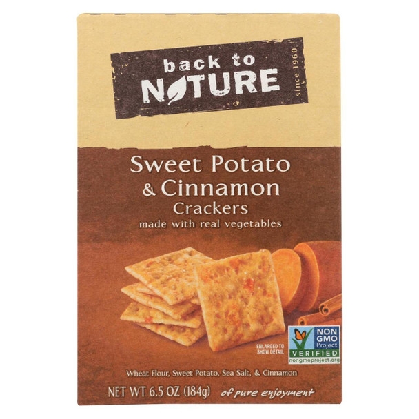 Back To Nature Crackers - Sweet Potato Cinnamon - Case of 6 - 6.5 oz.