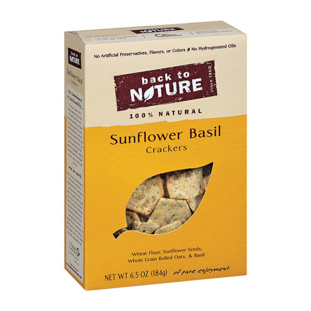 Back To Nature Sunflower Basil Crackers - Case of 6 - 6.5 oz.