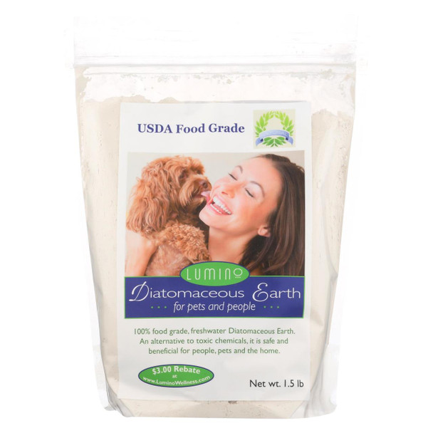 Lumino Home Diatomaceous Earth - Food Grade - Pets and People - 1.5 lb