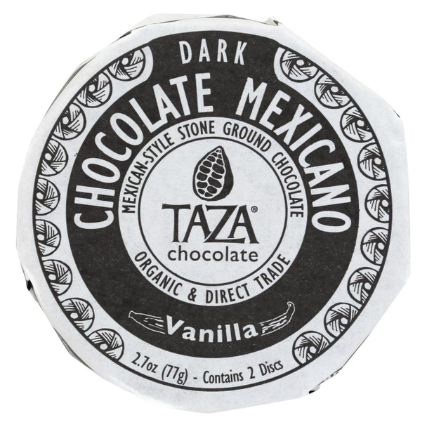 Taza Chocolate Organic Chocolate Mexicano Discs - 50 Percent Dark Chocolate - Vanilla - 2.7 oz - Case of 12