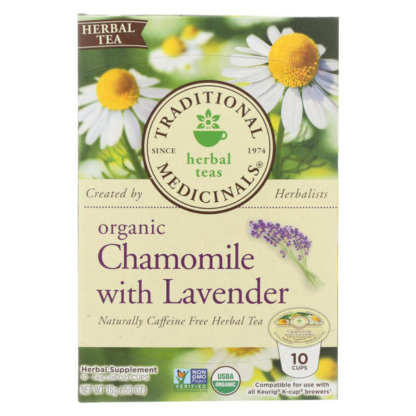 Traditional Medicinals Tea - Organic - Single Serve Cup - Chamomile with Lavender - Case of 6 - 10 count