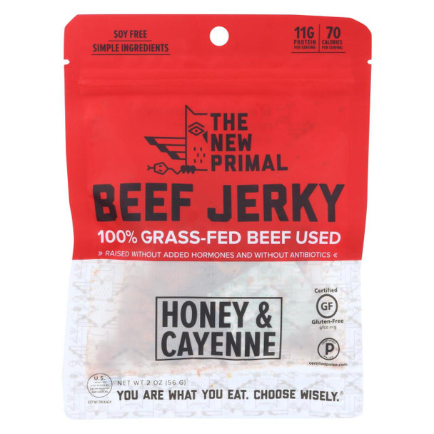 The New Primal Beef Jerky - Spicy - Gluten Free - 2 oz - case of 8