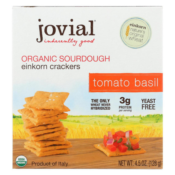 Jovial - Sourdough Einkorn Crackers - Tomato Basil - Case of 10 - 4.5 oz.