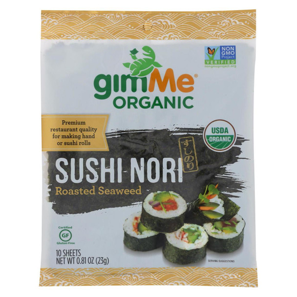 Gimme Seaweed Snacks 100% Organic Roasted Seaweed Sushi Nori - Wrap N' Roll - Case of 12 - .81 oz