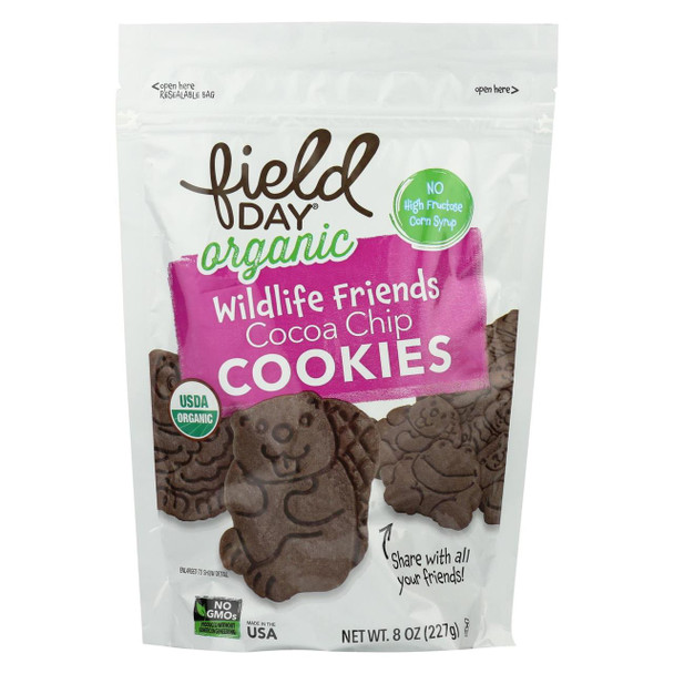 Field Day Organic Wildlife Friends Cocoa Chip Cookies - Cookies - Case of 6 - 8 oz.