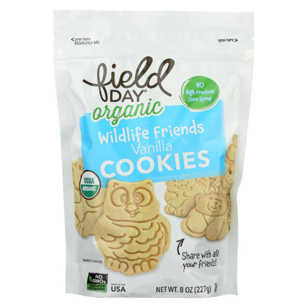 Field Day Organic Wildlife Friends Vanilla Cookies - Vanilla Cookies - Case of 6 - 8 oz.