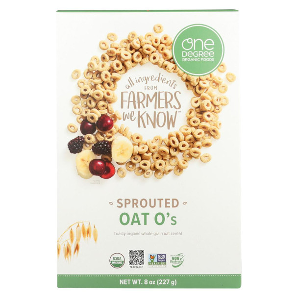 One Degree Organic Foods Sprouted Oat O's - Veganic - Case of 6 - 8 oz.