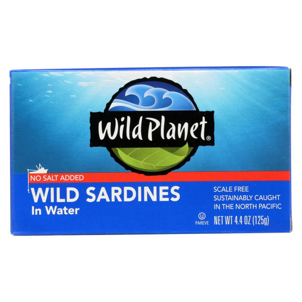 Wild Planet Sardines in Water - Case of 12 - 4.375 oz.