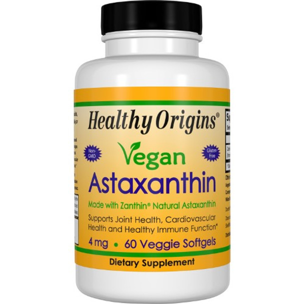 Healthy Origins Astaxanthin - Natural - 4 mg - 60 Vegetarian Capsules