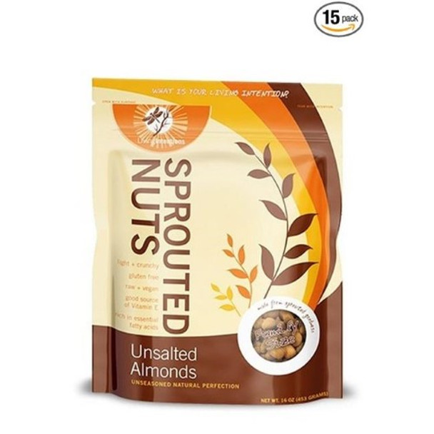 Living Intentions Organic Sprouted Almonds - Unsalted - Case of 15 - 1 lb.