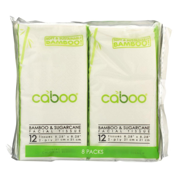 Caboo Facial Tissue - Bamboo and Sugarcane - Case of 30 - 8 Pk