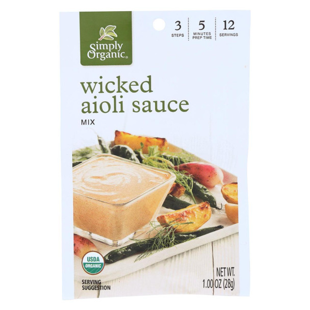 Simply Organic Wicked Aioli Sauce Mix - Case of 12 - 1 oz.