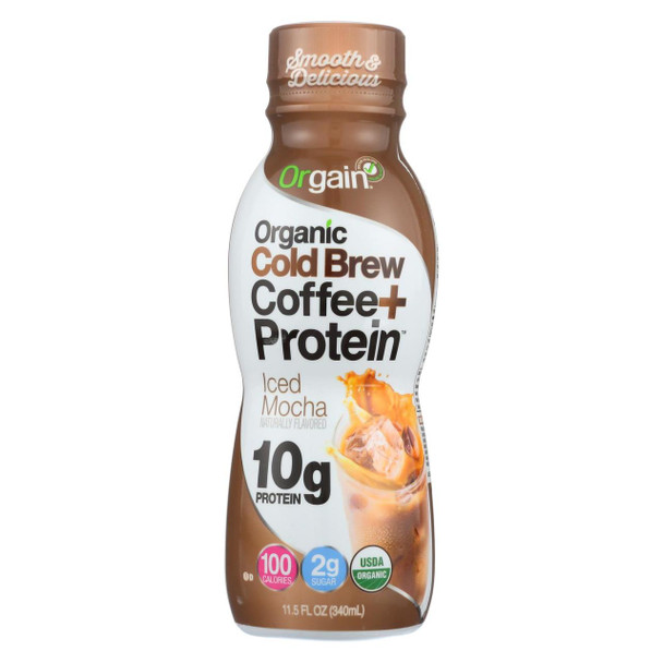 Orgain Organic Cold Brew Coffee Protein - Iced Mocha - Case of 12 - 11.5 Fl oz.