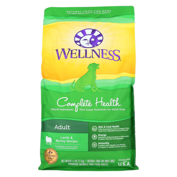 Wellness Pet Products Dog Food - Lamb and Barley Recipe - Case of 6 - 5 lb.