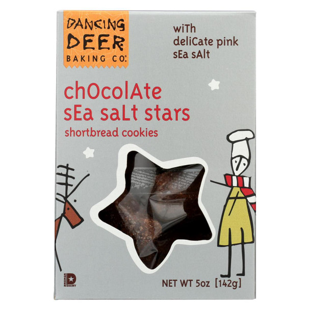 Dancing Deer Baking Company Cookies - Chocolate Sea Salt Stars - Case of 12 - 5 oz.