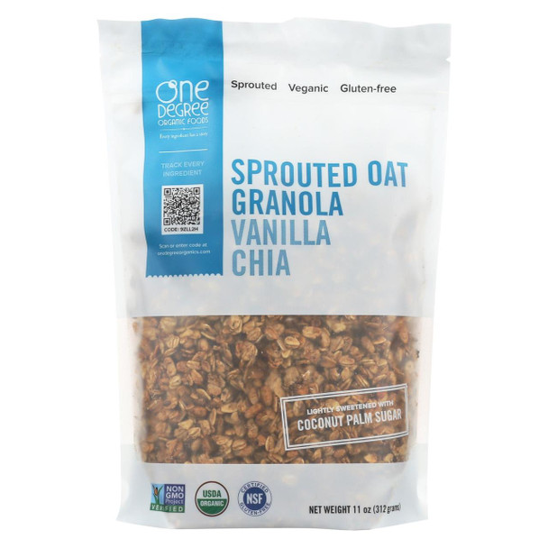 One Degree Organic Foods Sprouted Oat Granola - Vanilla Chia - Case of 6 - 11 oz.