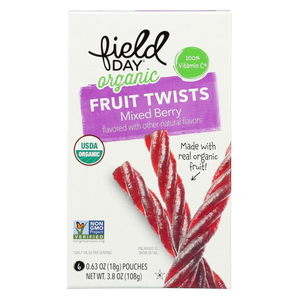 Field Day Fruit Twists - Mixed Berry - Case of 8 - 3.8 oz.
