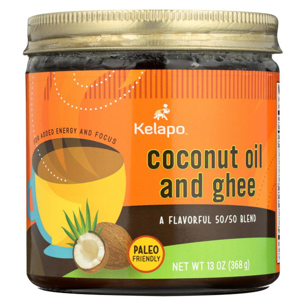 Kelapo Coconut Oil and Ghee 50/50 Blend Amber Glass Jar - Case of 6 - 13 oz.