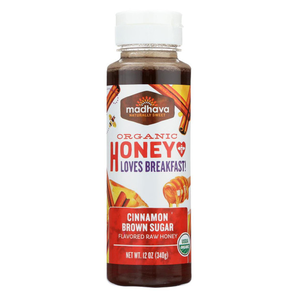 Madhava Honey Honey - Organic - Honey - Cinnamon - Brown Sugar - Case of 6 - 12 oz