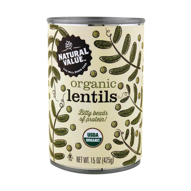 Natural Value Beans - Organic - Lentils - Case of 12 - 15 oz