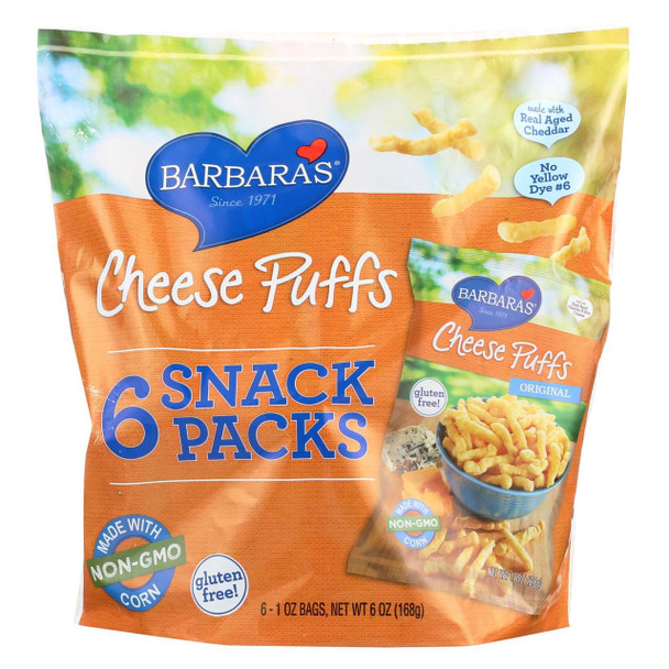 Barbara's Bakery Cheese Puffs - Multipack - Case of 6 - 6/1 oz