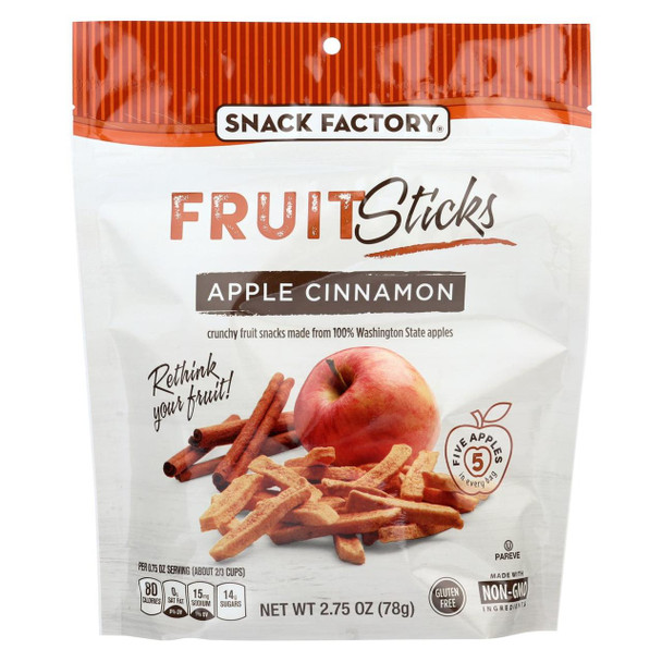 Snack Factory Fruit Stick - Apple Cinnamon - Case of 12 - 2.75 oz