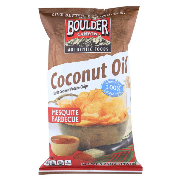 Boulder Canyon Natural Foods Chips - Cnut Oil - Mesquite BBQ - Case of 12 - 5.25 oz
