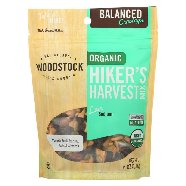 Woodstock Organic Hiker's Harvest Snack Mix - Case of 8 - 6 OZ