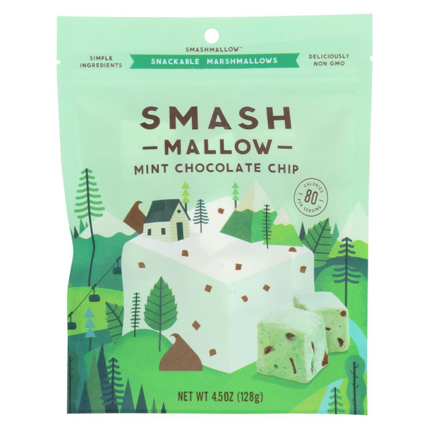 Smashmallow Snackable Marshmallows - Mint Chocolate Chip - Case of 12 - 4.5 oz