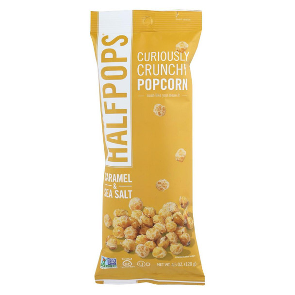 Halfpops Popcorn - Caramel & Sea Salt - Case of 12 - 4.5 oz