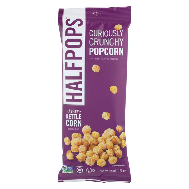 Halfpops Popcorn - Angry Kettle Corn - Case of 12 - 4.5 oz.