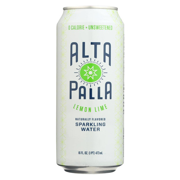 Alta Palla Sparkling Water - Organic - Lemon Lime - Case of 12 - 16 fl oz