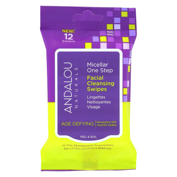 andalou Naturals Swipes - Age Defying Micellar - Case of 6 - 12 count