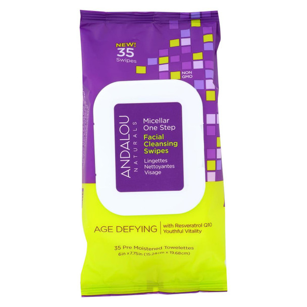 andalou Naturals Swipes - Age Defying Micellar - Case of 3 - 35 count