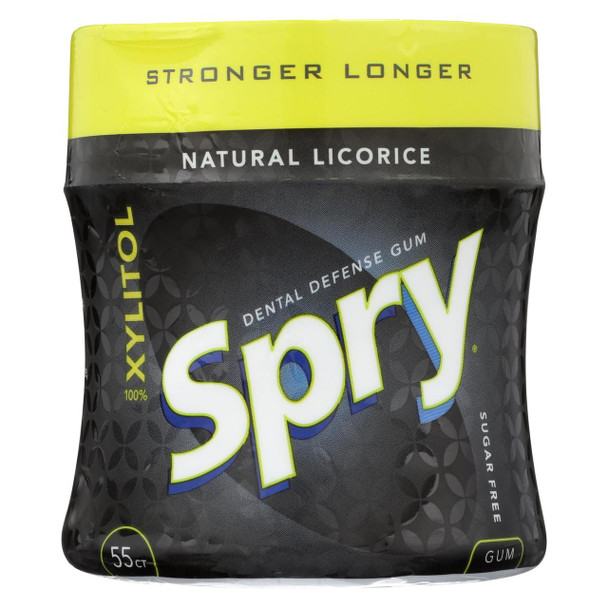 Spry Xylitol Gum - Stronger Longer Licorice - Case of 6 - 55 count